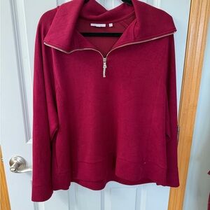 Chico's Deep Red Zip-Up Top